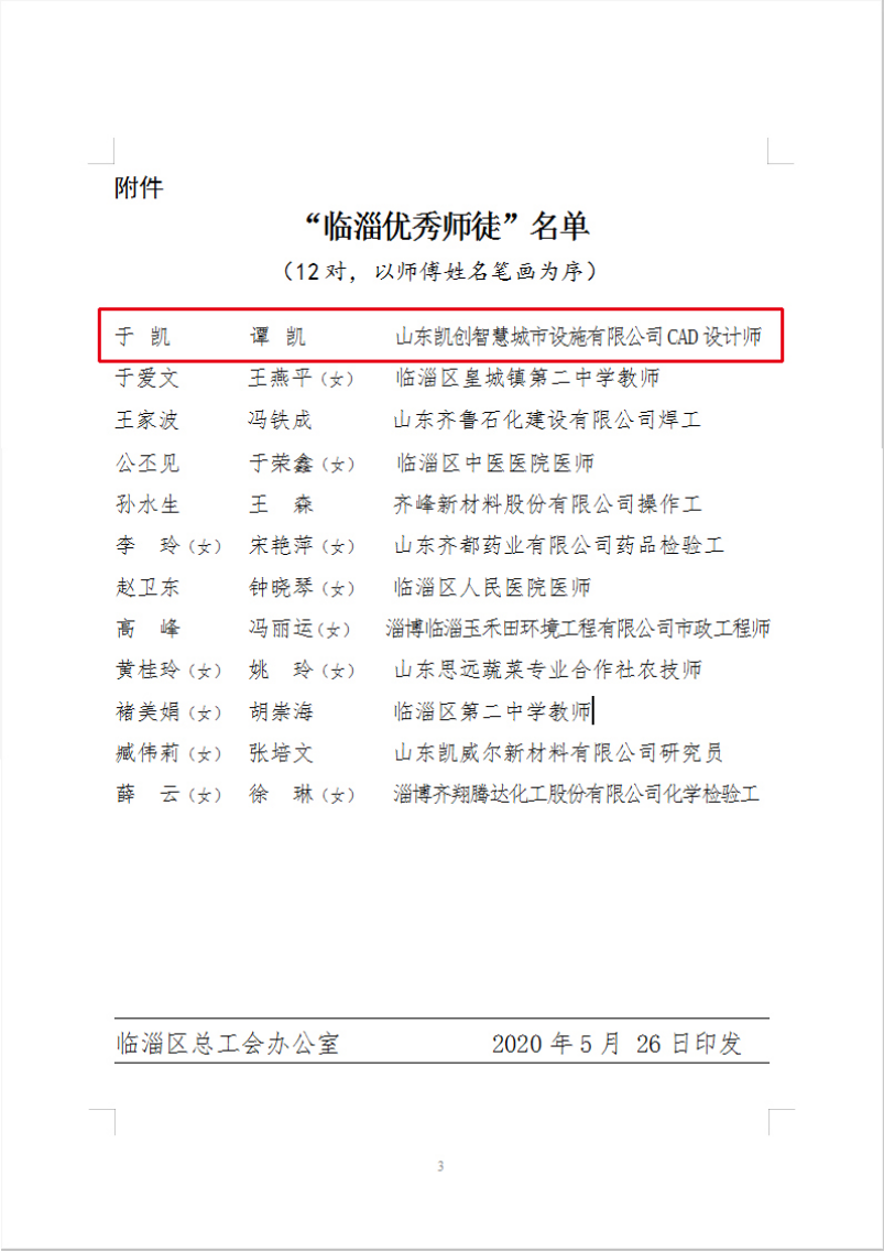 公司員工喜獲榮譽——“臨淄工匠”、“臨淄優(yōu)秀師徒”